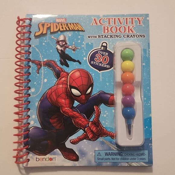 Marvel Spiderman Lot of 2 Christmas Activity Book and Sheet of Static Cling Wind - Picture 2 of 9